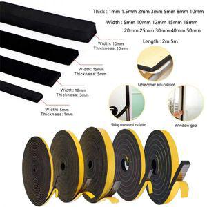 1 롤 1-10mm 두께의 강력한 접착력 EVA 검정색 스폰지 폼 고무 테이프 충돌 방지 씰 스트리 너비 5-40mm 방