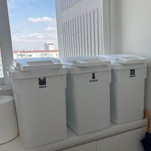 캡틴 가정용 재활용 분리수거함 60L 대용량 쓰레기통 1단 (화이트)
