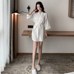 잠옷 호텔샤워가운 실크 여자친구 전통의상 샤워 여성용 커플 실크가운 홈훼어 그레이 데이트