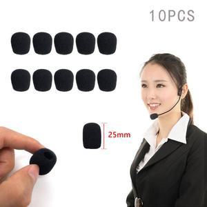 10개 25mm 블랙 마이크 헤드셋 폼 스폰지 윈드스크린 커버 케이스 캡