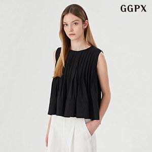 [롯데백화점]지지피엑스 페미닌 라운드 핀턱 민소매 블라우스 (GOBBA028D)