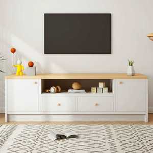 원목 티비다이 가정용 원룸 TV 캐비닛 소품 서랍장 A타입 오크+화이트 - 120x30x40cm