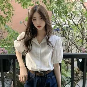 [코코블랑] 데얼즈 퍼프 반팔 블라우스