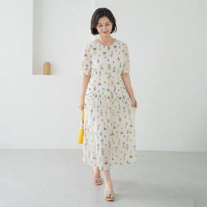 엄마옷 마담4060 플라워 프린팅 반팔원피스 에스닉 비밀정원-ZOP2507010-
