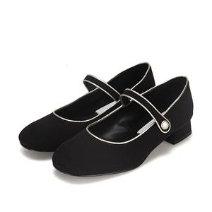 BABARA 패브릭 투톤배색 여성메리제인플랫 3cm_BBF502