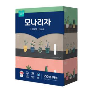 모나리자 피부저자극 250매 3입 1개 각티슈 눈금창 미용티슈 천연펄프