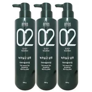 아모스 녹차실감 리바이탈라이징 산뜻한 타입 지성 샴푸 500g 3개