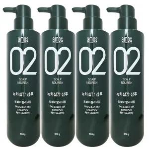 아모스 녹차실감 리바이탈라이징 산뜻한 타입 지성 샴푸 500g 4개