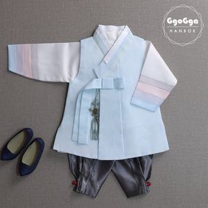 [꼬까한복]크레용긴배자_하늘/아동/남아한복/유아/설빔/돌/전통/추석/설빔/백일