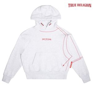 [트루릴리전][TRUE RELIGION] 라인 아트 후드 티셔츠 화이트멜란지