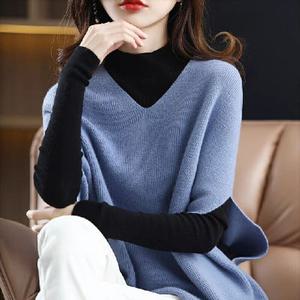 [헬리꽁땡]다프네V넥케이프니트2종(블루+아이보리)