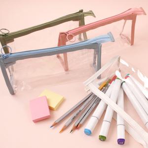 심플 PVC 투명 파우치 방수 화장품 필통 소품정리 지퍼백 사각 다용도 슬림