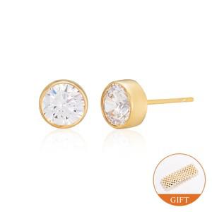 (8월베스트) 14K 베젤큐빅 침 귀걸이 L 한쌍 MOE40090