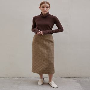 [에이리프]Basic Back Open H-line Skirt_CAMEL