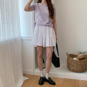 여자 봄 페미닌 밴딩 속바지 프릴 캉캉 미니스커트