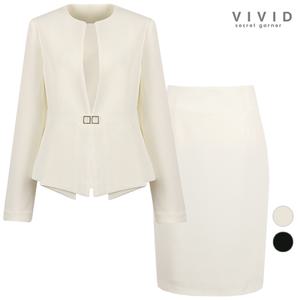 [비비드 시크릿가너]VIVID SET 여성 여름 노카라 정장자켓+스커트 세트