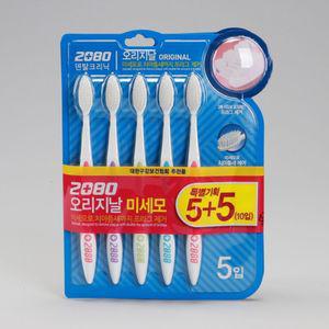 애경 가정용 일반 칫솔 2080 학생 미세모 오리지널 5P+5P 1 어금니 가족 어린이 세트