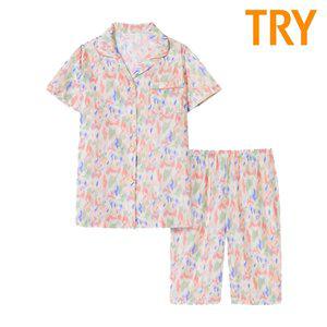 [TRY]트라이 여성 여름 잠옷 시원한 레이온 파자마 상하의 세트 패턴I12
