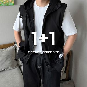 [1+1] 유틸리티 멀티포켓 테크웨어 후드 조끼 2컬러