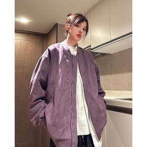 YSMALL 여성 스웨이드 리얼레더 집업 점퍼 가죽 포켓