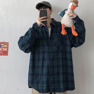 남녀공용 클래식 남방 가을 체크 오버핏 아우터 셔츠