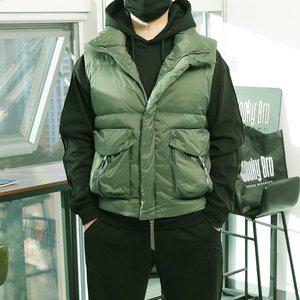 [우기브로]WBH 남자 빅사이즈 하이넥 버클포켓 덕다운 패딩 조끼