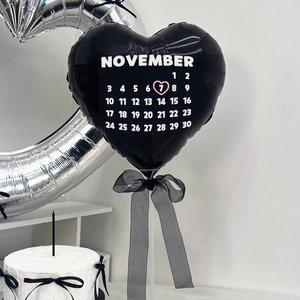 [파티아일랜드]캘린더 하트 스탠드 세트 블랙 달력 생일 기념일