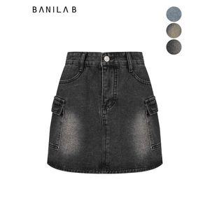 [하프클럽/바닐라비]브러쉬워싱 카고 데님 미니스커트