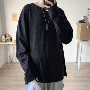 넉넉한 사이즈 얇은 두께 레이어드 공용 긴팔 티셔츠 티셔츠 이