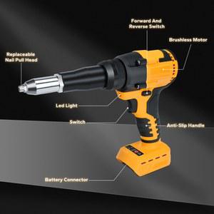 무선 브러시리스 리벳 건, 2.4-4.8mm 리벳 너트 건 드릴 인서트, 자동 리벳팅 도구, Dewalt 20V 배터리 (배터리 없음)