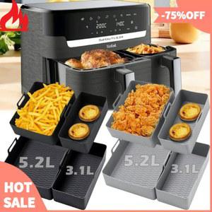 Tefal 에어 프라이어 트레이 실리콘 몰드, 재사용 가능한 오븐 베이킹 트레이, 붙지 않는 피자 그릴 팬, Ey901840 라이너 바구니