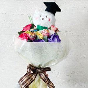 HPS 미니 곰인형 사탕 꽃다발 졸업식 선물 조화 화환 (WFGRJP9)