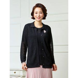 [Elegance Madam]크로쉐 니트 재킷 블라우스 앙상블 K211KJK01_P320106603