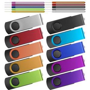 플래시 드라이브 64GB 팩 10개 엄지손가락 벌크 케펨 64기가 USB 밸류 메탈 2.0 메모리 스틱 스위블 펜 휴대용 점프 컬러풀 멀티팩 지퍼 데이터 스토리지용
