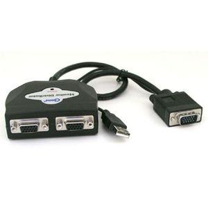 Coms 모니터 분배기 2대1 케이블 일체형 USB 전원