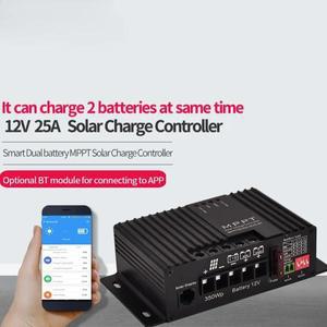 MPPT 컨트롤러 12v 25a 지원 Bluetooth APP 스마트 솔라 충전 캠핑카 카라반 레귤레이터듀얼 배터리 레귤레
