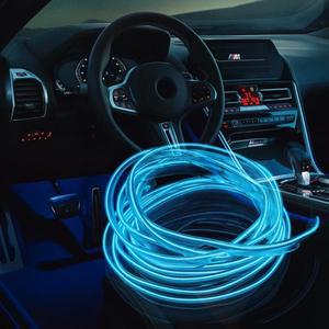 자동차 조명용품 12V LED 자동차 인테리어 장식 조명 EL 배선 네온 스트립 DIY 유연한 주변 드 램프 아이스
