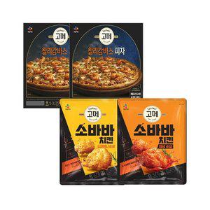 고메 칠리감바스 피자 350g x2개+소바바 소이허니 순살 375g x1개+양념 순살 375g x1개