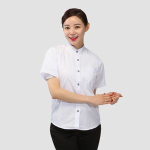 앞치마와가운 여자 여름 기본 차이나카라 반팔 블라우스 셔츠 유니폼 AGBS39