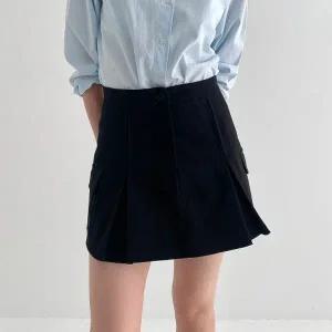 [다잇템] 여자 에이라인 속바지내장 카고숏치마 맞주름 미니스커트_18259259_588872