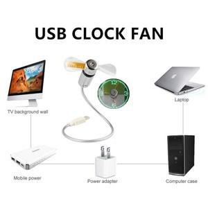 USB 시계 선풍기, 실시간 및 온도 표시 기능, 크리스마스 선물, 노트북 PC 미니 야간 조명 가제트