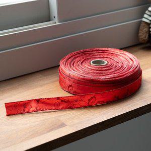 레드잎 롤리본 3cm (100yd) 크리스마스 장식 끈 공예 선물 포장 DIY