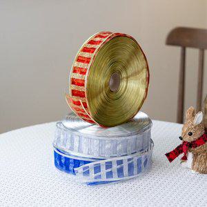 세로 망사 롤리본 5cm (100yd) 3컬러 크리스마스 장식 끈 공예 선물 포장 DIY