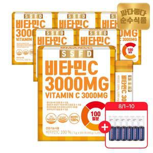 (8/1~10 이뮨6병증정) 비타민C 100 3000mg 6박스(600포) 실속형 / 비타민씨 분말 스