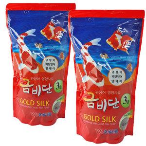 금비단 골드실크 대형입자 3호 금붕어&잉어 관상어 영양사료 500g*2개