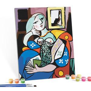 /아이러브페인팅 DIY캔버스형 그림그리기 40x50cm 피카소-책을든여인