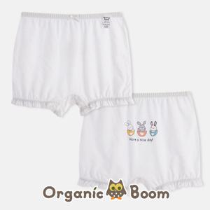 인증받은 진짜 오가닉 국내제조 무형광 오가닉 힙포인트 컵토끼 여아 사각 팬티 90호