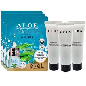 이켈 알로에 에센스 마스크 25ml x3매 구매시 헤라 리프레시 클렌징 폼50g x3개 증 정