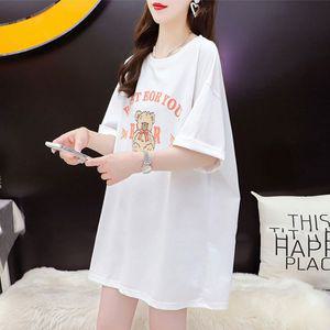 스타일아유 순면 박스 반팔 티 여성 귀여운 곰 프린트 라운드넥 오버핏 캐주얼 티셔츠 TS2752