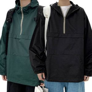 바람막이 남성 캐주얼 아노락 집업 후드 긴팔 빅사이즈 블랙 카키